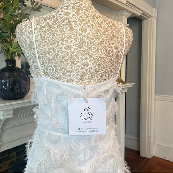 NWT ALL PRETTY GIRLS White Chaya Fringe Detail Maxi Dress Size Medium - Picture 10 of 13